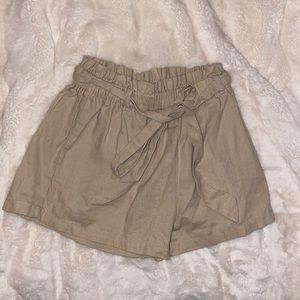 Beige Flowy Shorts